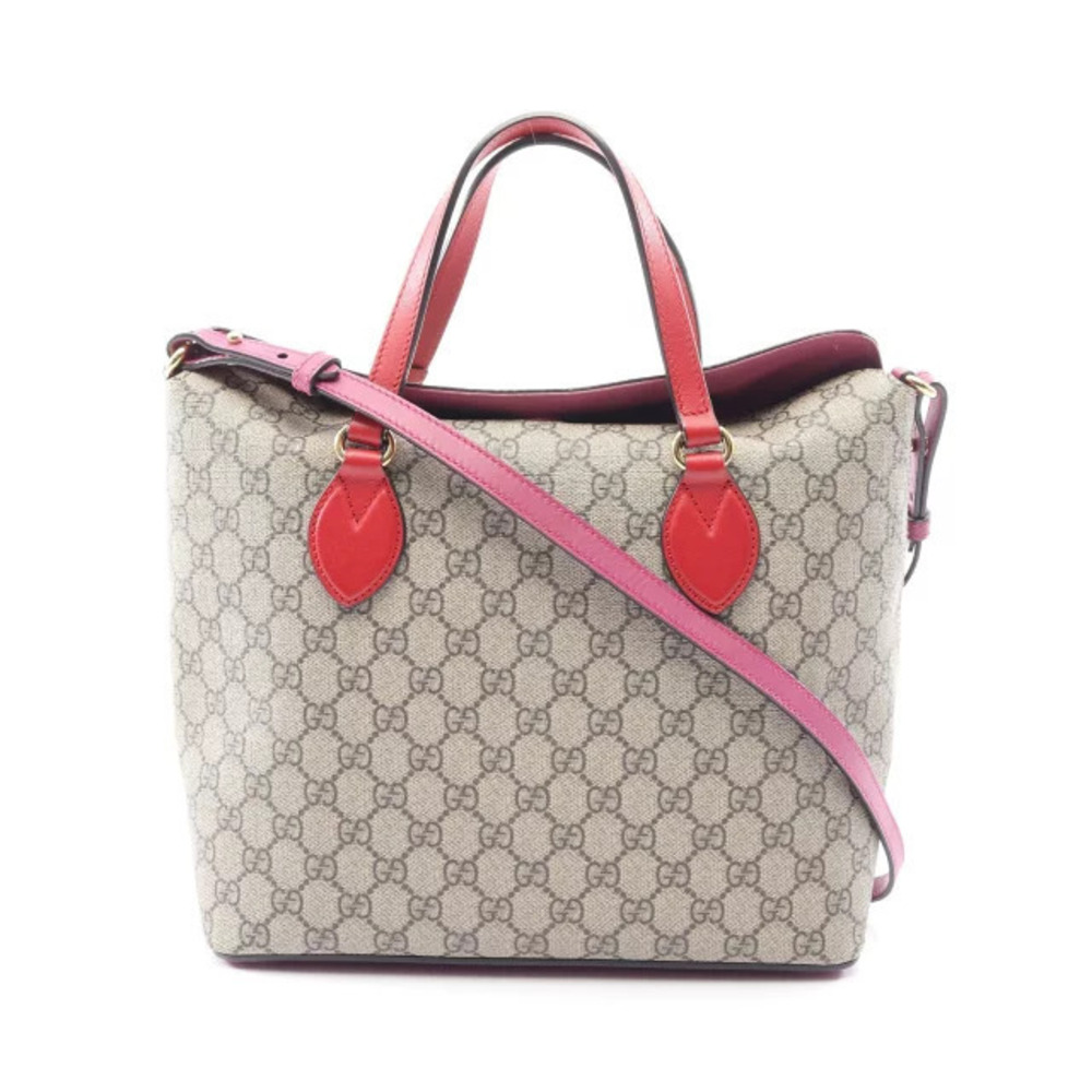 Gucci GG Supreme handbag canvas leather Beige Cream red